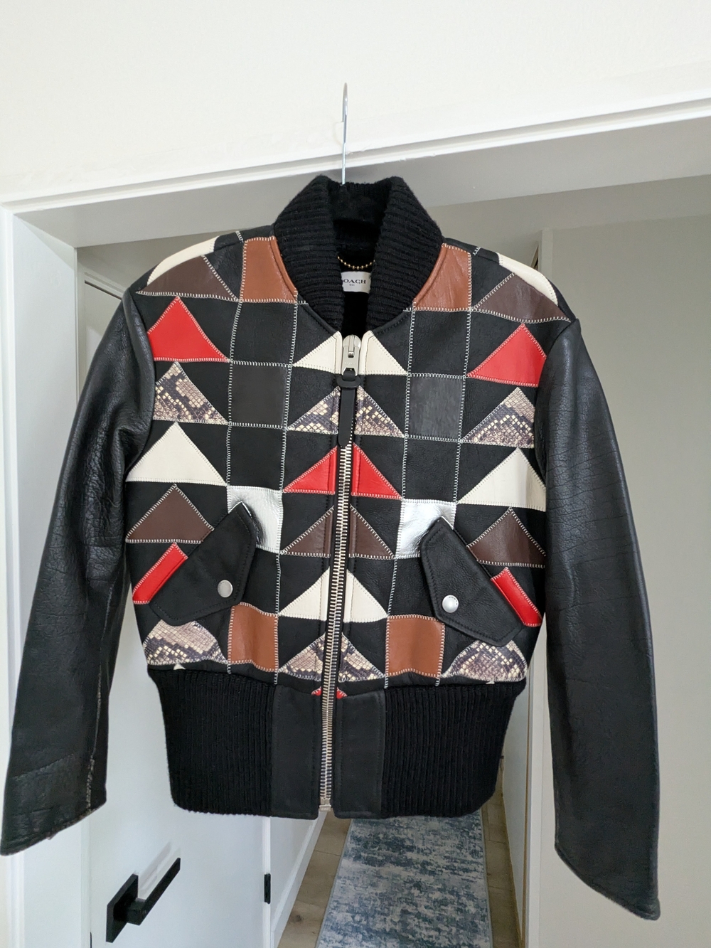 Coach Leather Patchwork Bomber Jacket NWT